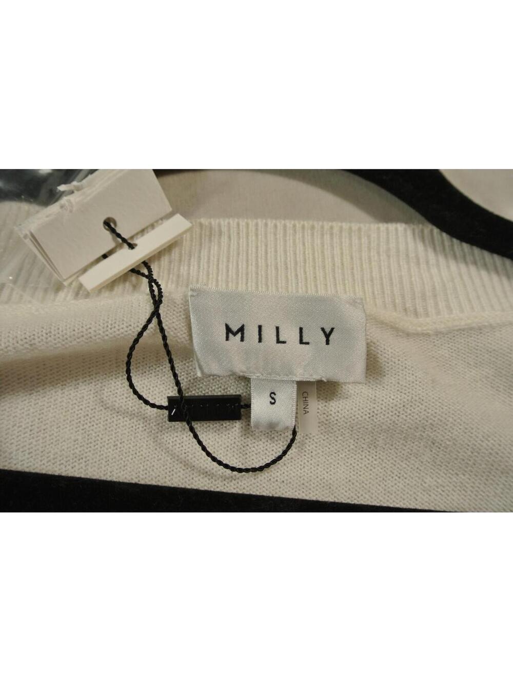 NEW, Milly Feather Cuff V-Neck Sweater in Ecru Sz S #S7603 - Picture 6 of 8